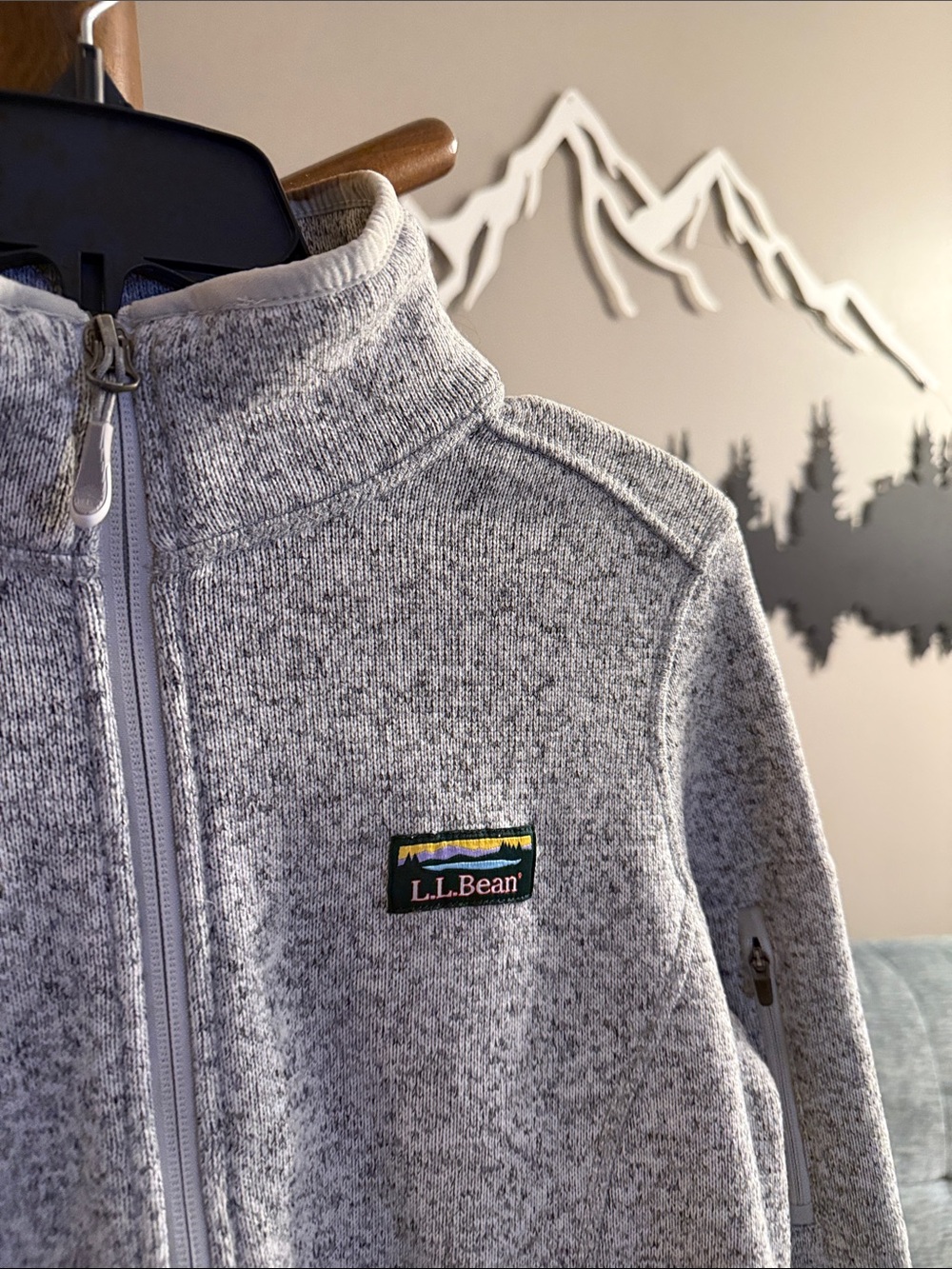 L.L. Bean Light Heather Gray Zip-Up Fleece Jacket